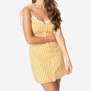 Unique Vintage Yellow Gingham Dress